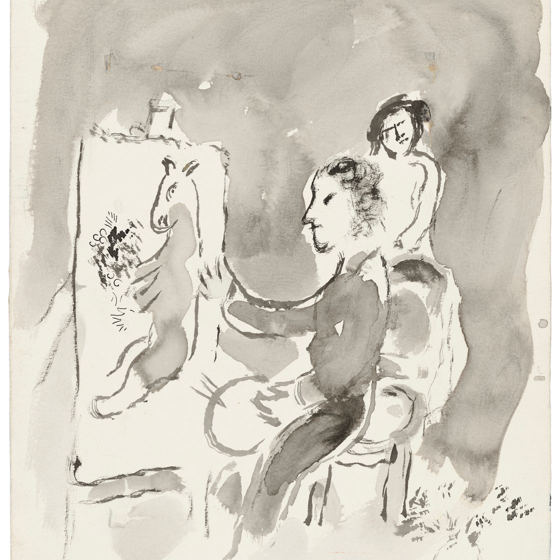 Marc Chagall — История профиля и сына с букетом