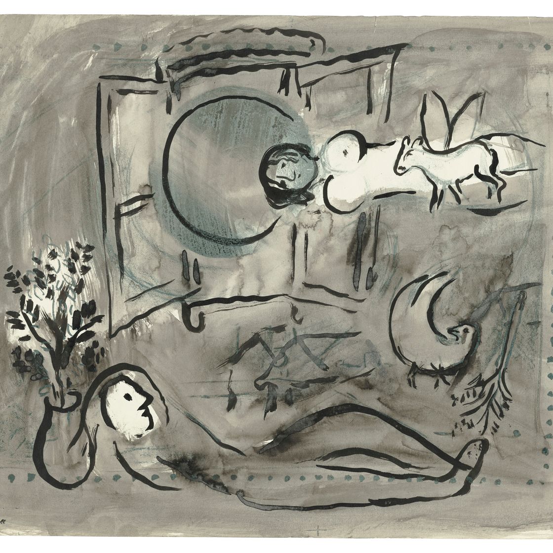 Marc Chagall — Взгляд на окно, данс ле сьель, или на окно снаружи