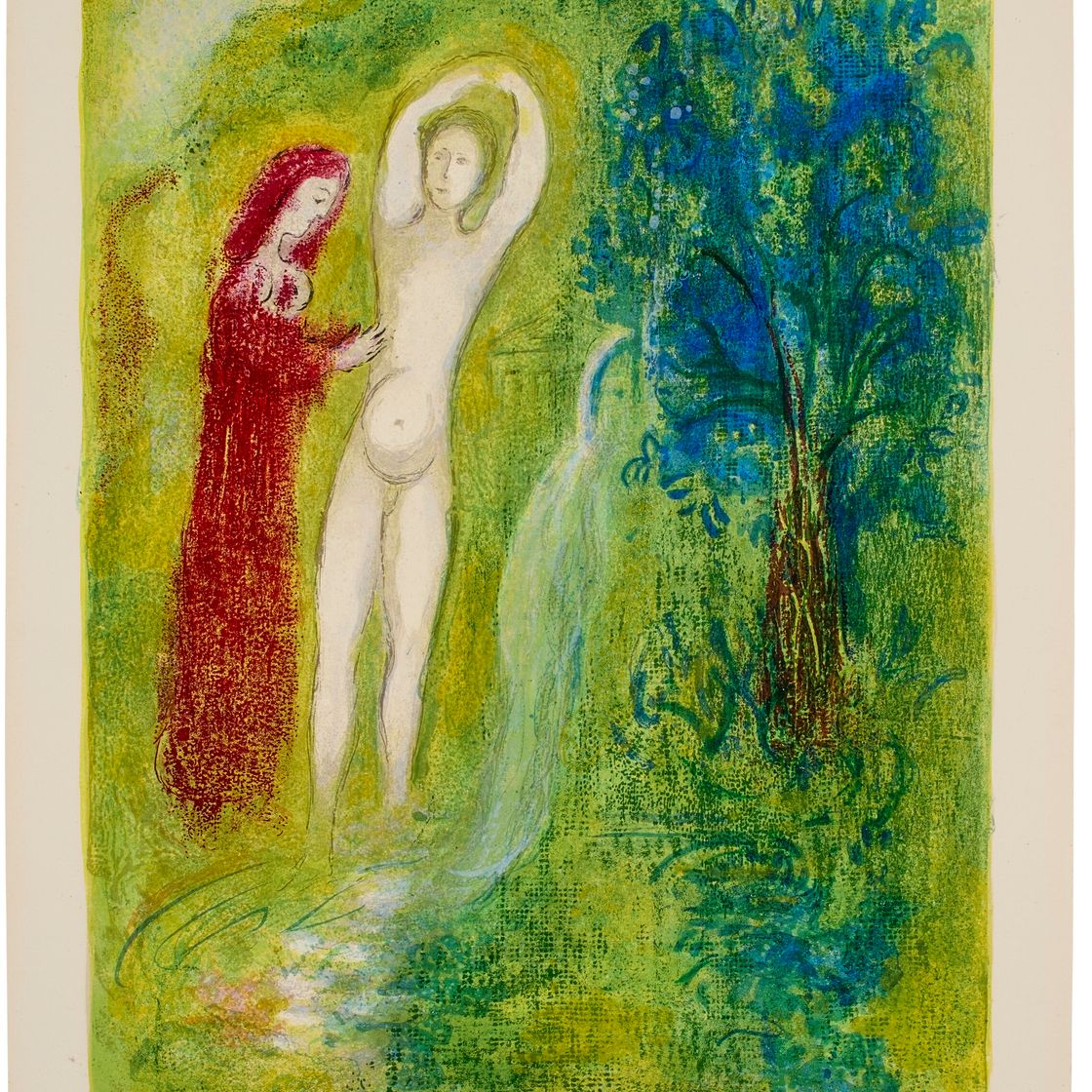Marc Chagall — Дафнис и Хлоя на берегу Лафонтена, от: Дафнис и Хлоя