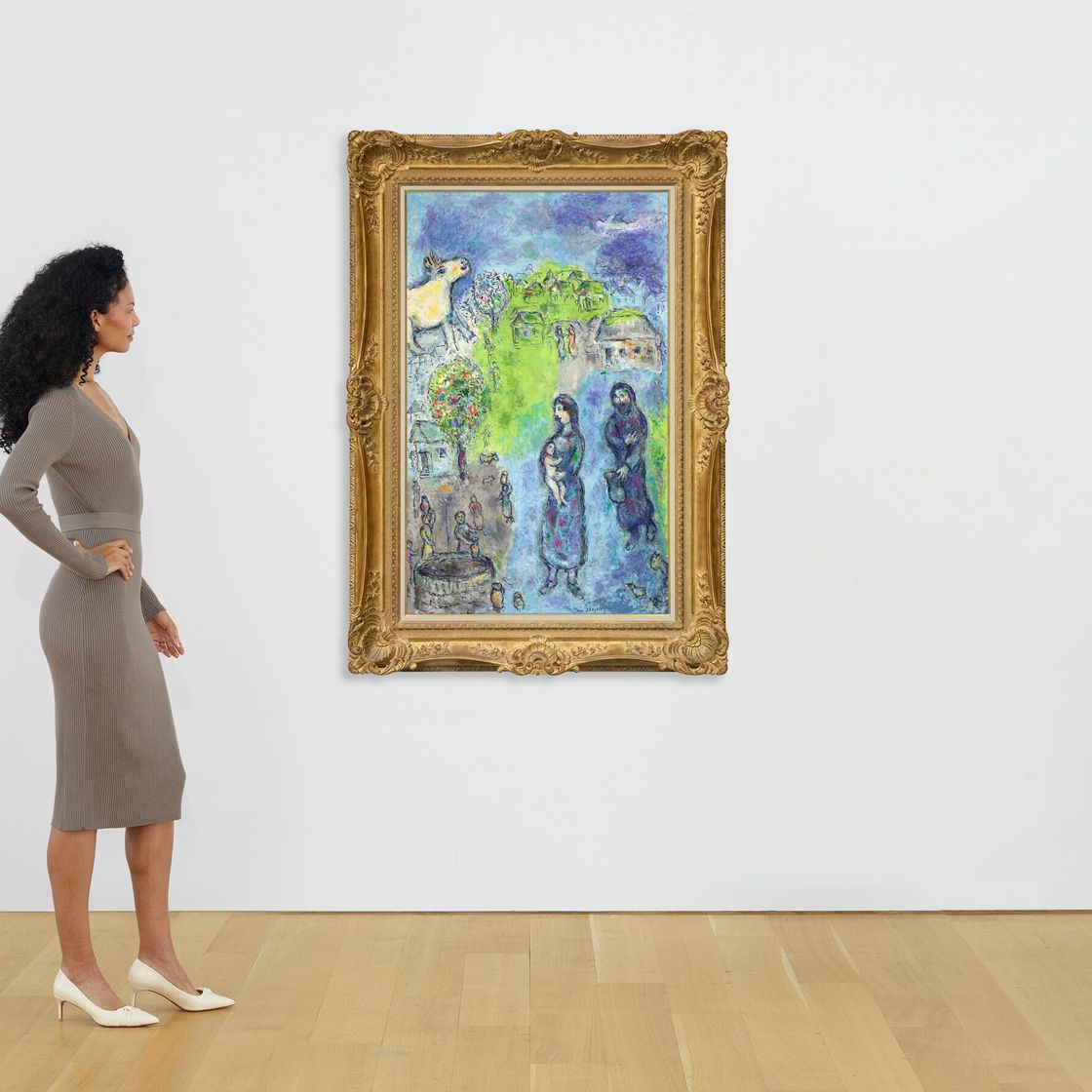 Marc Chagall — Люди платят за то, что показывают на сцене библию с голубым и зеленым фонарями, изображение 4