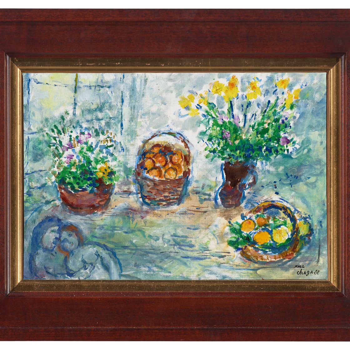 Marc Chagall — Цветы и корзиночки с фруктами на столе, изображение 2