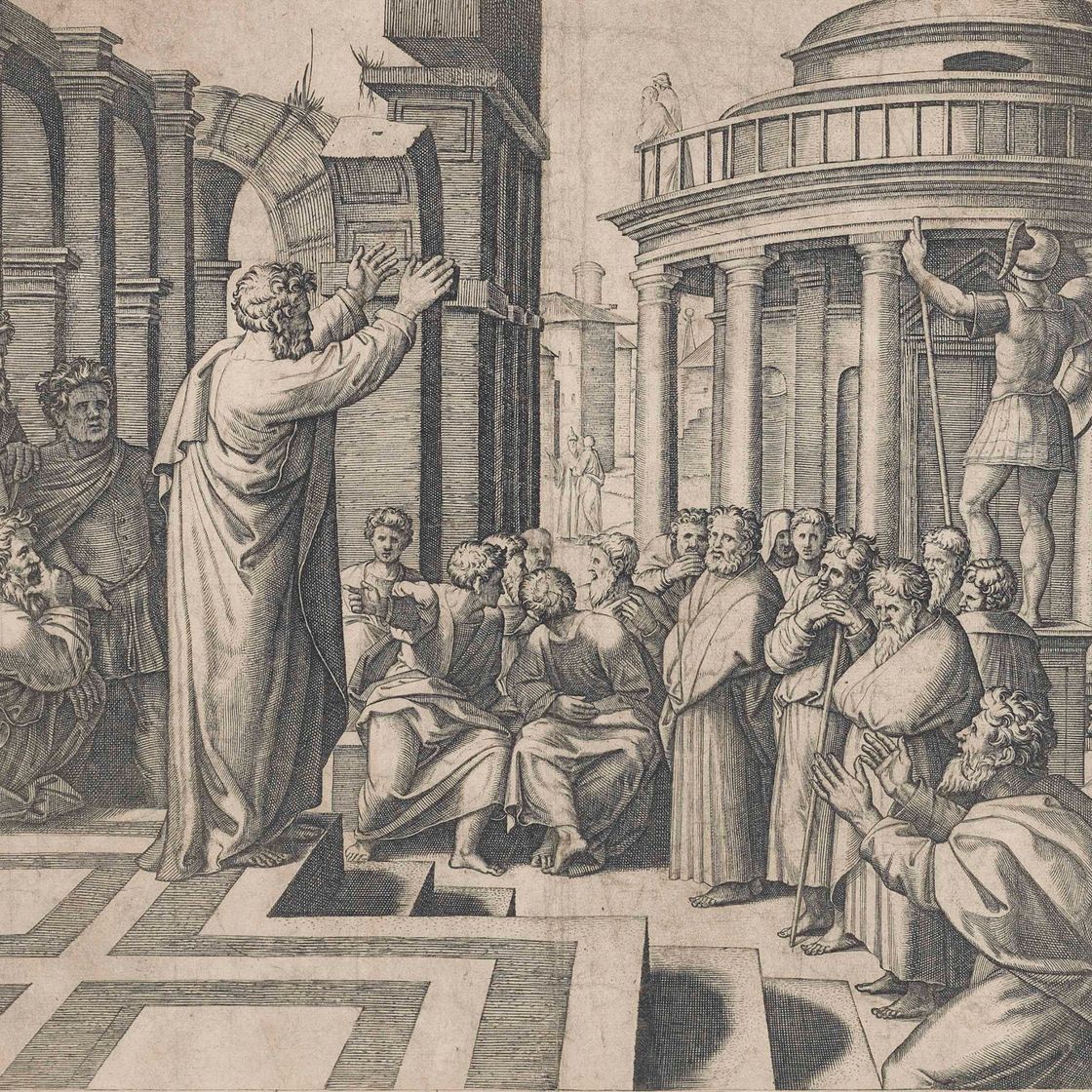 Marcantonio Raimondi — Проповедь святого Павла в Афинах (Барч, 44)