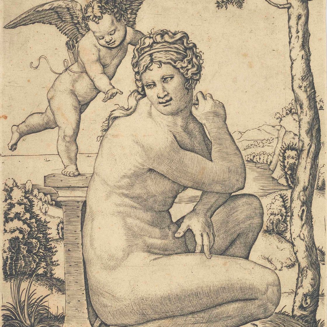 Marcantonio Raimondi — Крадущаяся Венера (Bartsch 313)