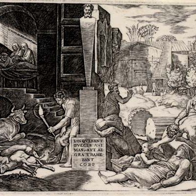 Marcantonio Raimondi — Чума ("The Morbetto") (стр. 417; S. &. B. 31)