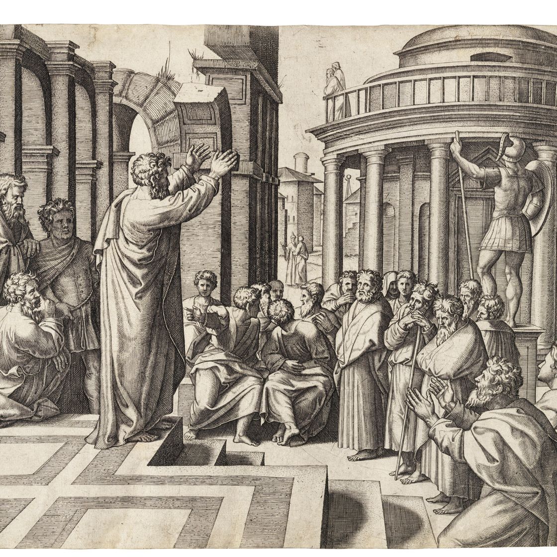 Marcantonio Raimondi — Проповедь святого Павла в Афинах