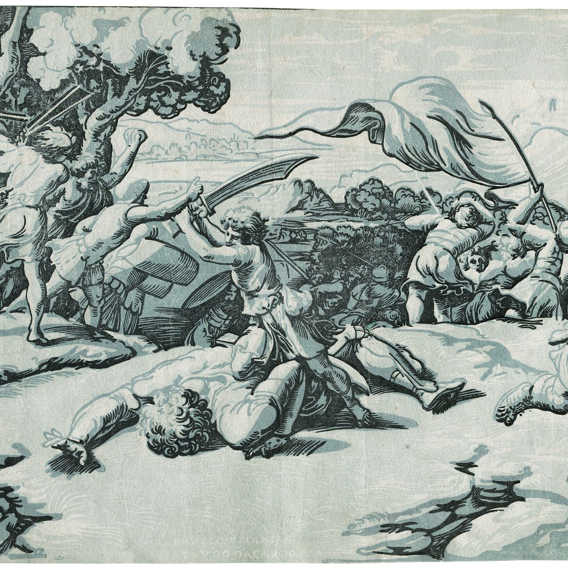 Marcantonio Raimondi — Давид и Голиаф