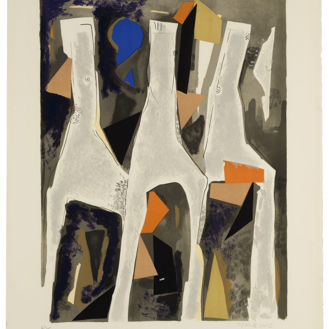 Marino Marini — "Персонажи Священного праздника печати", XX век, и Леон Амьель, Париж, 1970, изображение 1