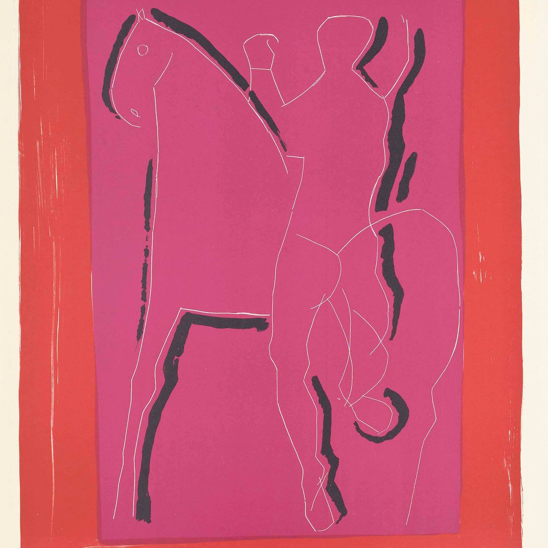 Marino Marini — Всадник на фиолетовом фоне с красной каймой (Guastalla L. 50)