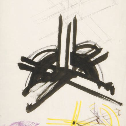 Mark Di Suvero — Без названия (скульптурный этюд); и сопутствующий рисунок