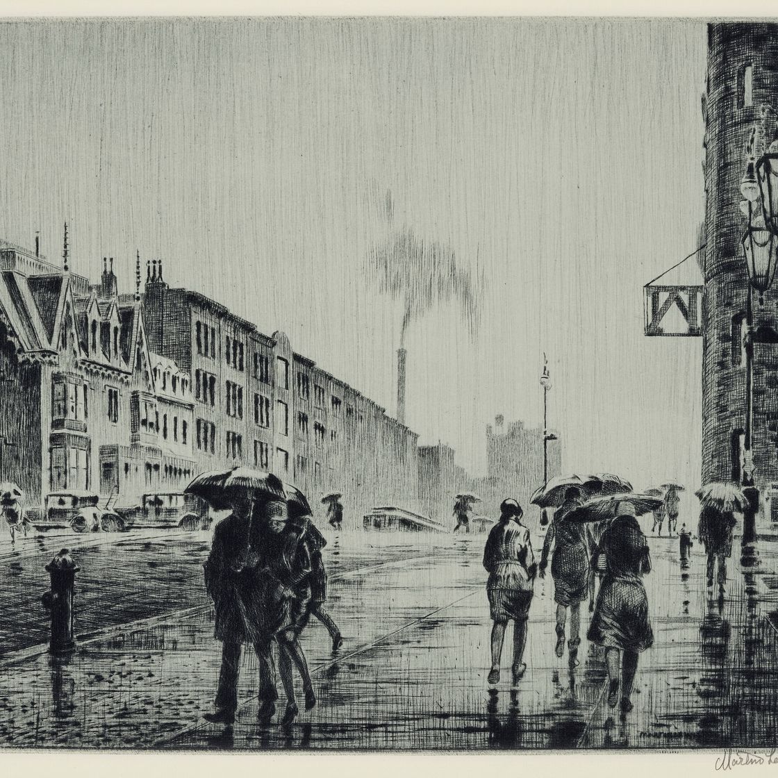 Martin Lewis — Дождь на Мюррей-Хилл, изображение 1