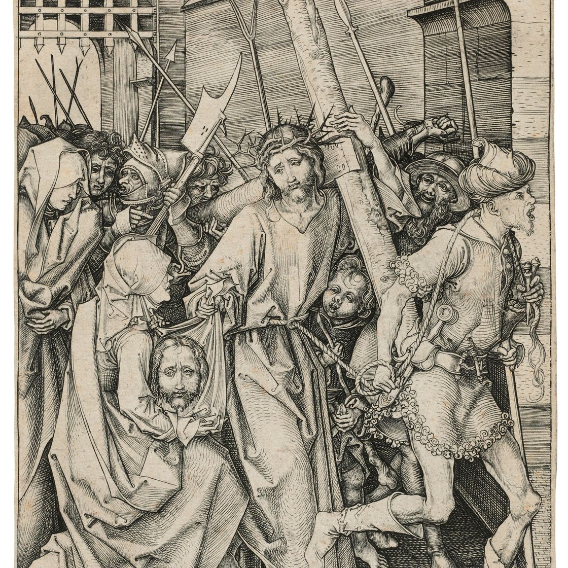 Martin Schongauer — Христос, несущий крест, из книги "Страсти Господни"