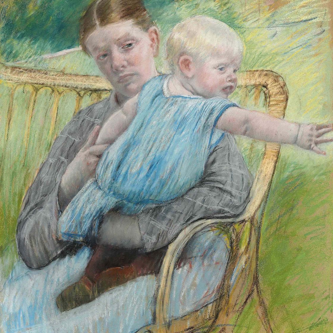 Mary Cassatt — Матильда держит на руках ребенка, который тянется вправо