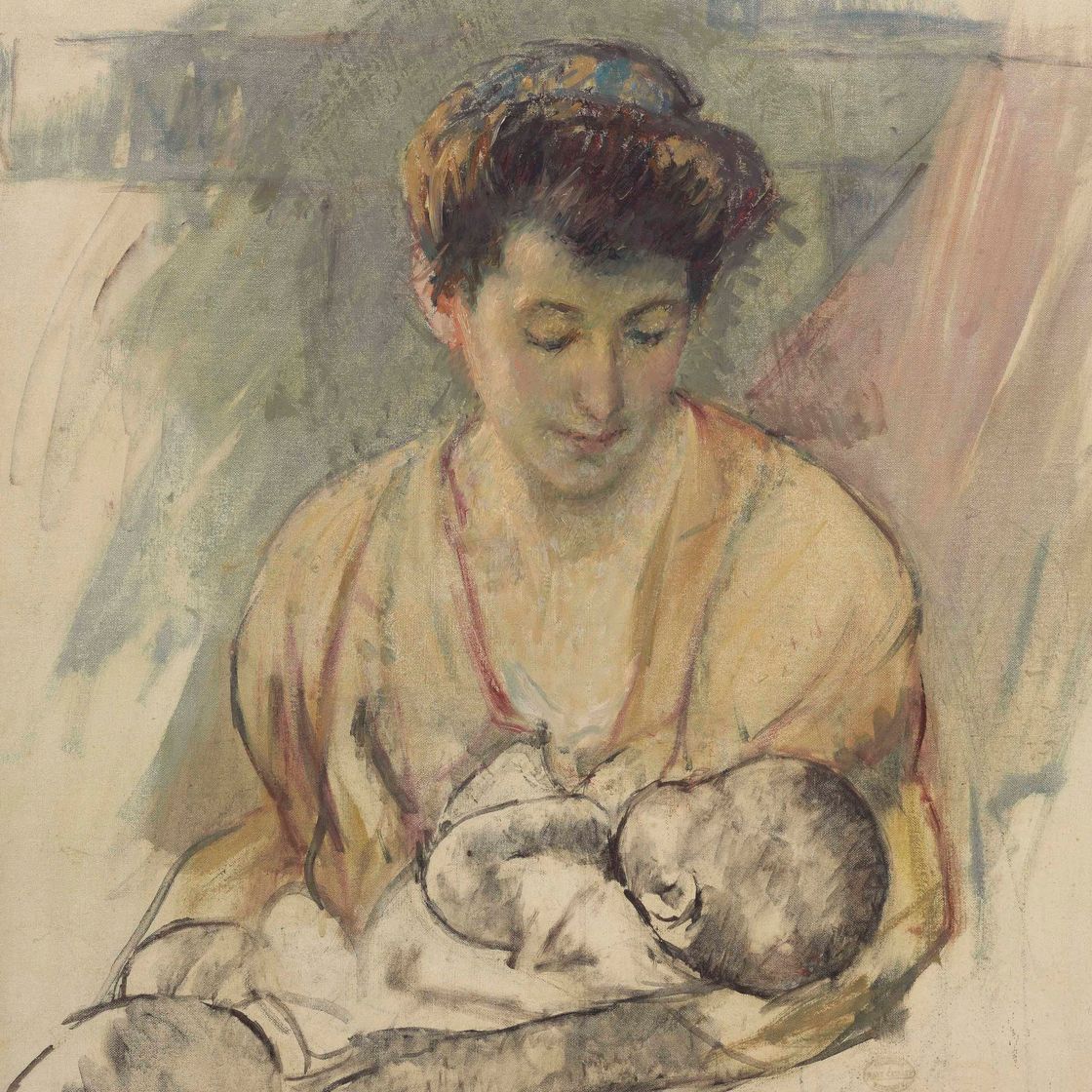 Mary Cassatt — Мать встала, глядя на своего спящего ребенка