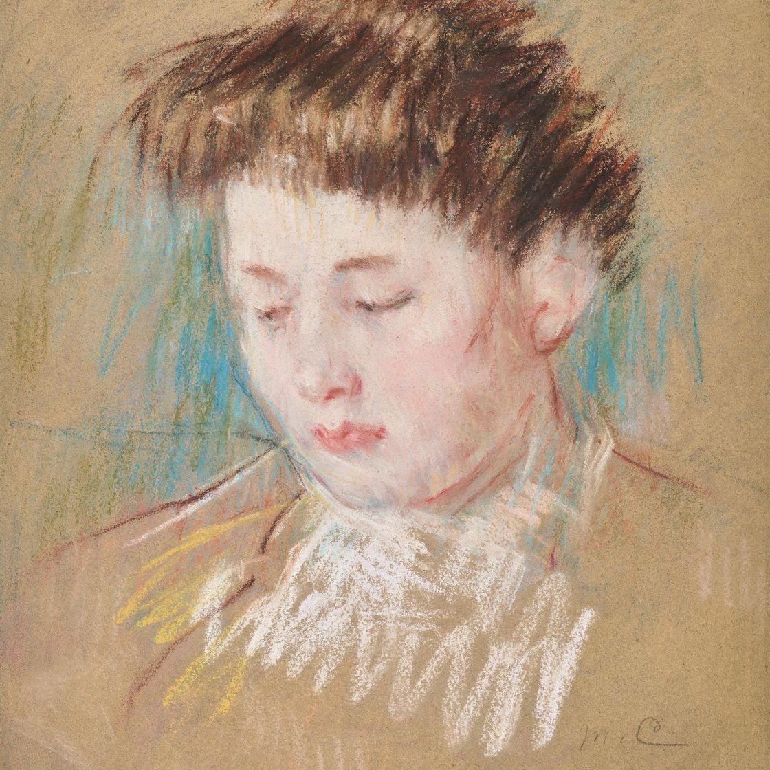 Mary Cassatt — Голова Джулии, смотрящей вниз, изображение 1