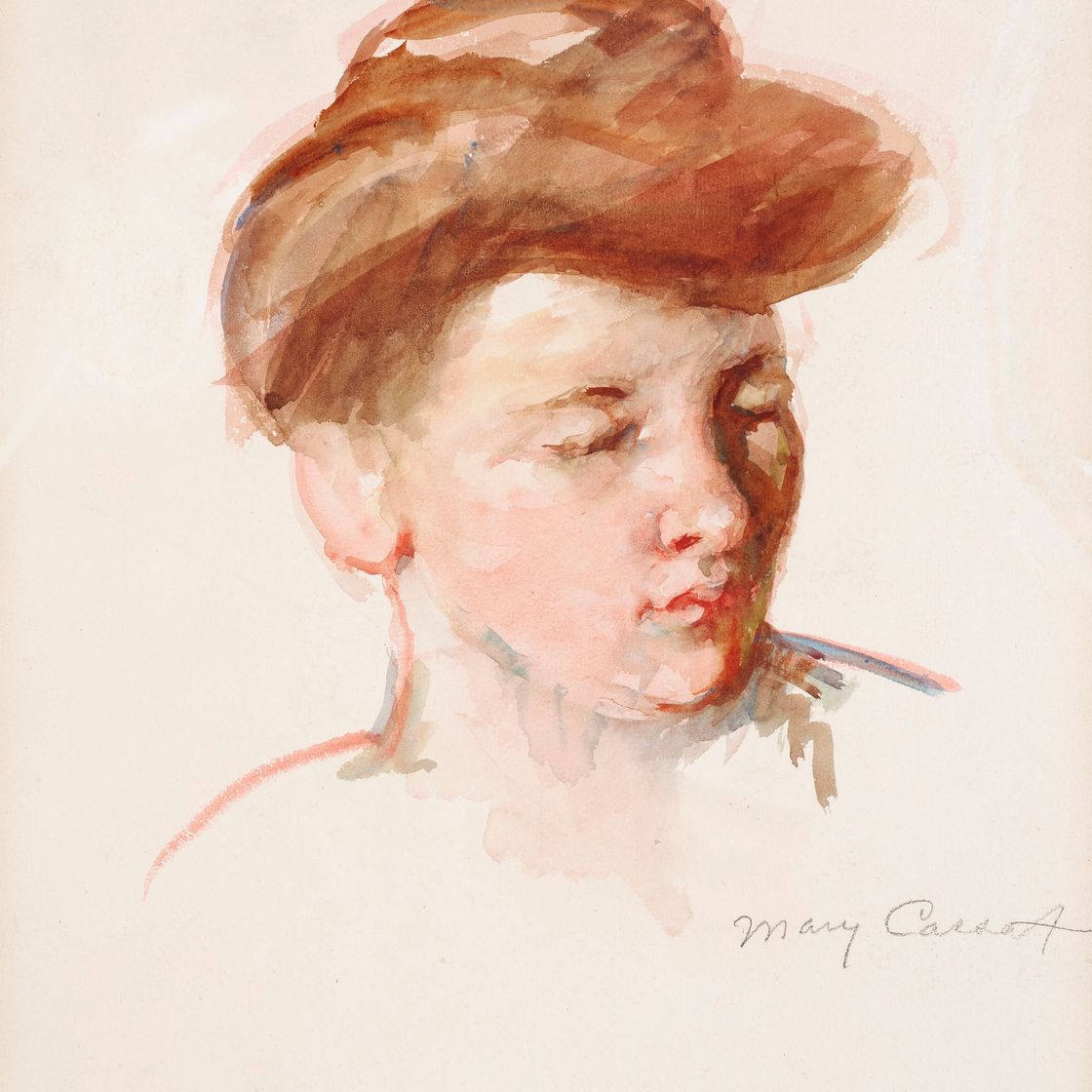 Mary Cassatt — Набросок головы матери Жанны, опущенной вниз (№ 2), изображение 1