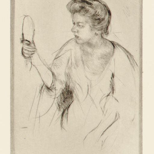 Mary Cassatt — Дениз с ручным зеркальцем в руках (B. 200)