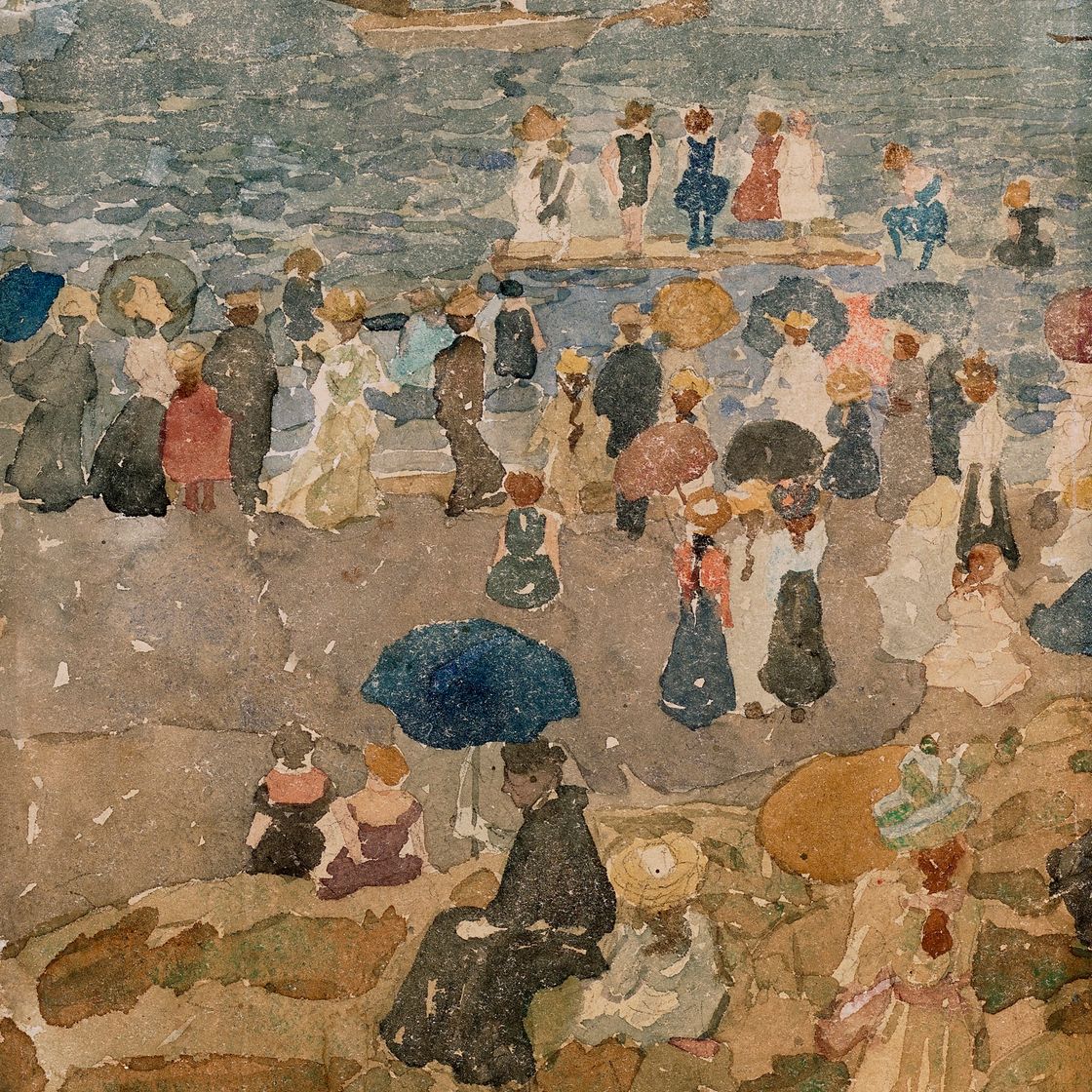 Maurice Brazil Prendergast — Пляжная сцена, Северное побережье и Нормандский пляж : Двусторонняя работа, изображение 1