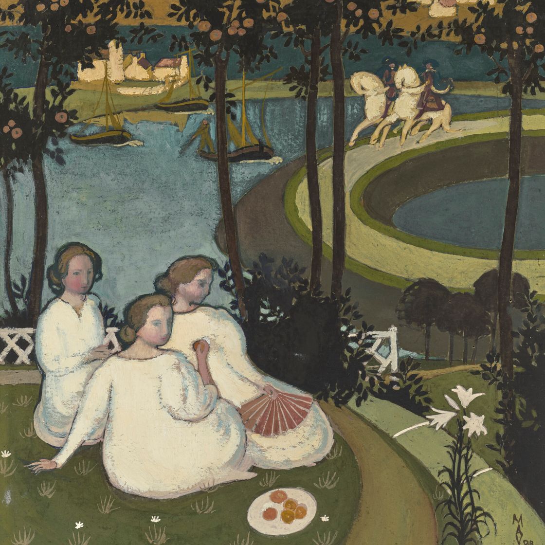 Maurice Denis — Легенда о кавалерах трех юных принцесс (премьерная версия а-ля гуашь), изображение 1