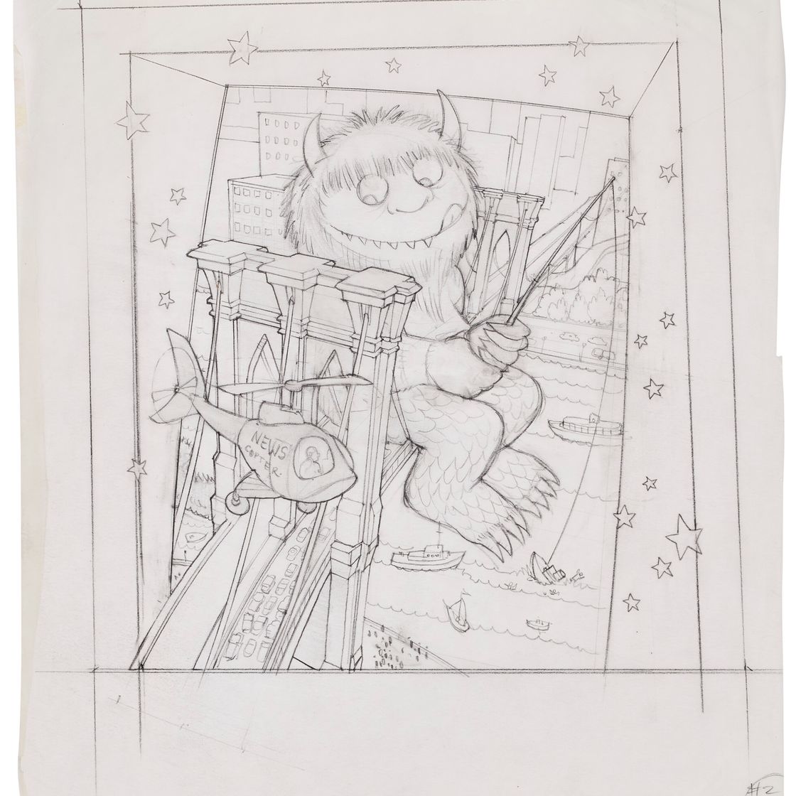 Maurice Sendak — Дикая тварь ловит рыбу с Бруклинского моста
