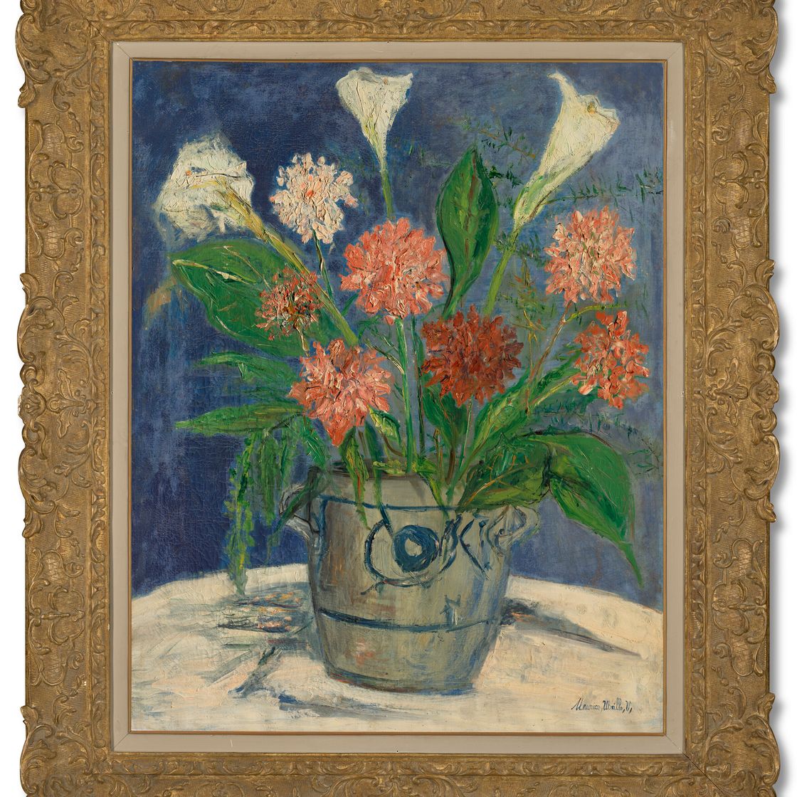 Maurice Utrillo — Ваза с розами и георгинами, изображение 2