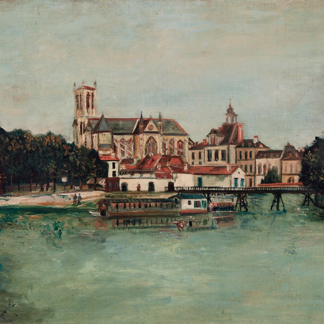 Maurice Utrillo — Кафедральный собор и городской отель, перспектива на Марне, Мо (Сена и Марна)