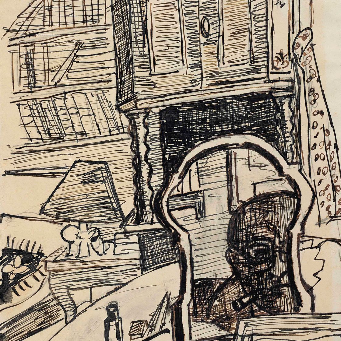 Max Beckmann — Сельбстбилднис, "Цайхнер из Шпигеля" (Манон)