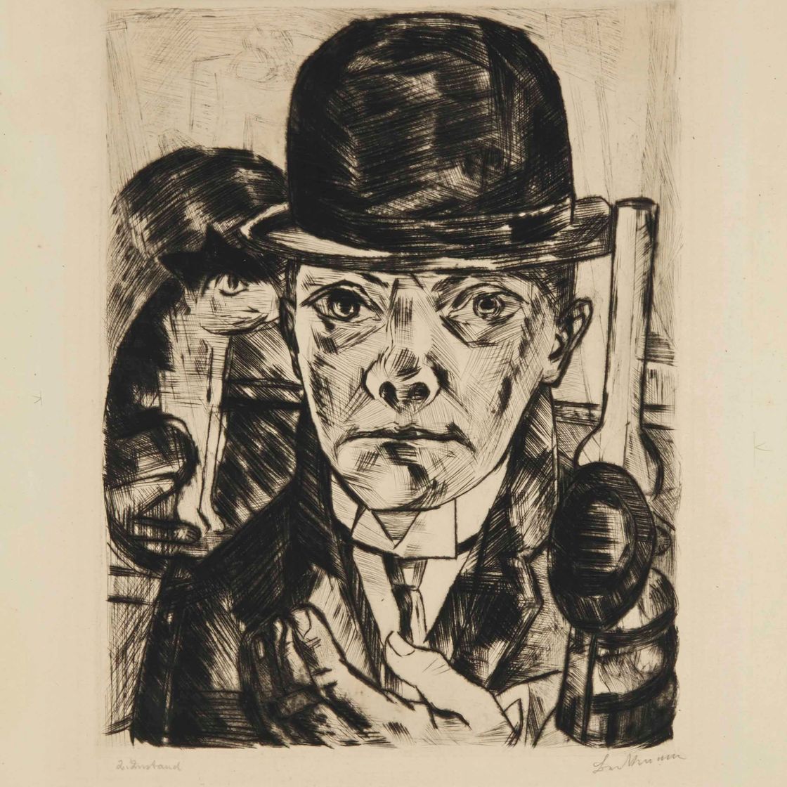 Max Beckmann — Сельбстбилдис в хижине штайфема (Хофмайер, 180.III)