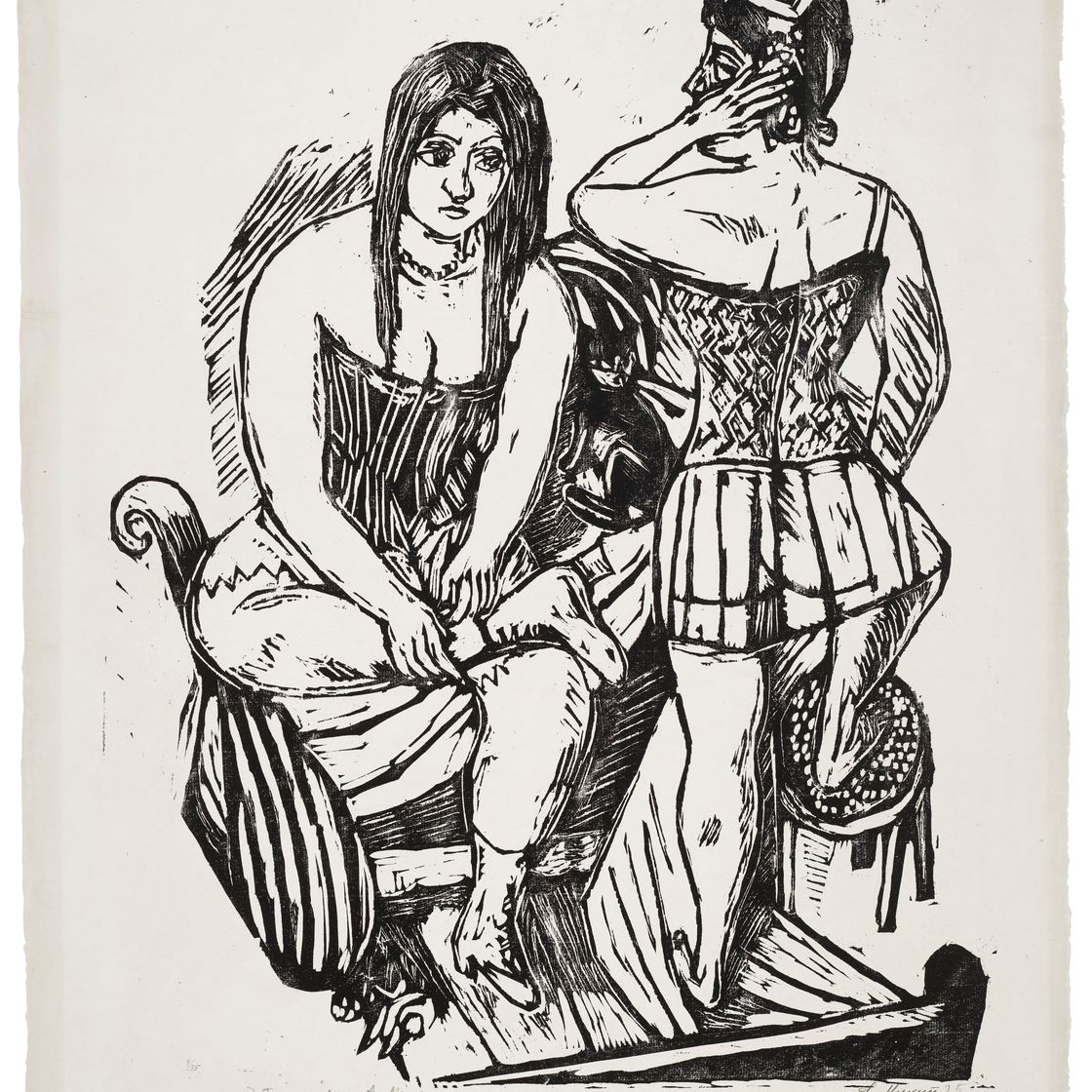 Max Beckmann — Перед туалетом (Одеваются две женщины), изображение 1