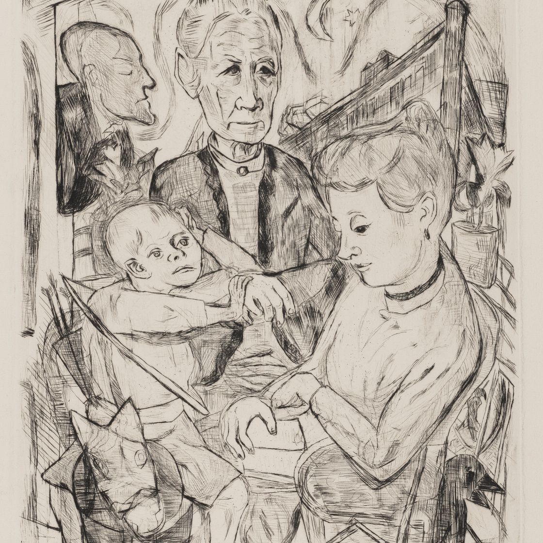 Max Beckmann — Семейная сцена (Familie Beckmann), [Семейная сцена (Семья Бекманн)], из "Лиц" (Gesichter)