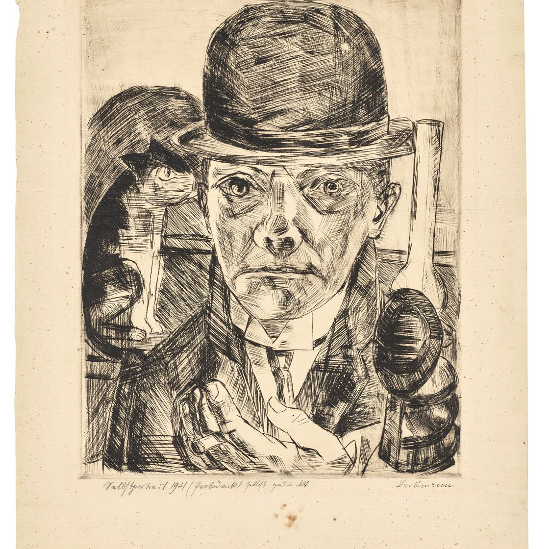 Max Beckmann — Selbstbildnis mit steifem Hut ("Автопортрет в шляпе-котелке"), изображение 2