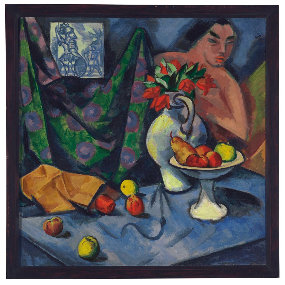 Max Pechstein — "Стиллебен для детей, качелей и фруктов " ( справа ); "Курише Вальдландшафт " ( слева )