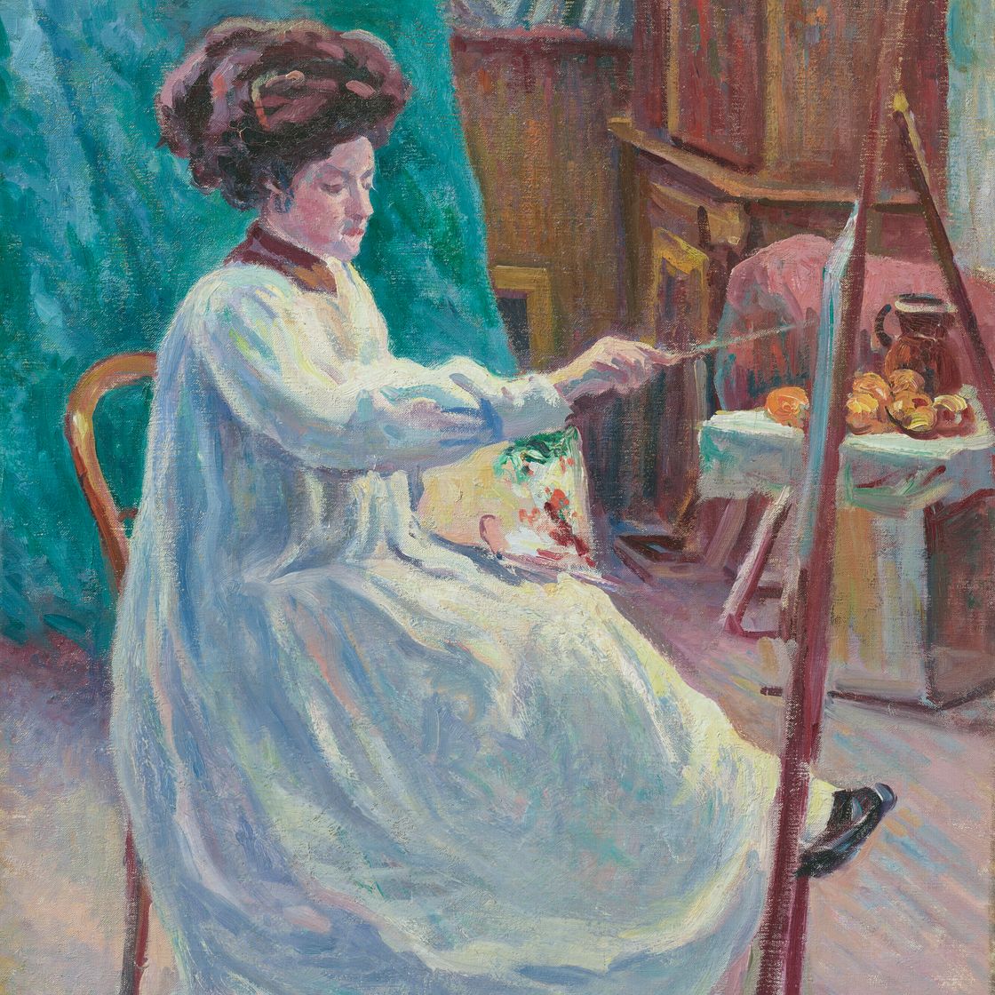 Maximilien Luce — Портрет мадам Джордан в ателье ее сына, изображение 1