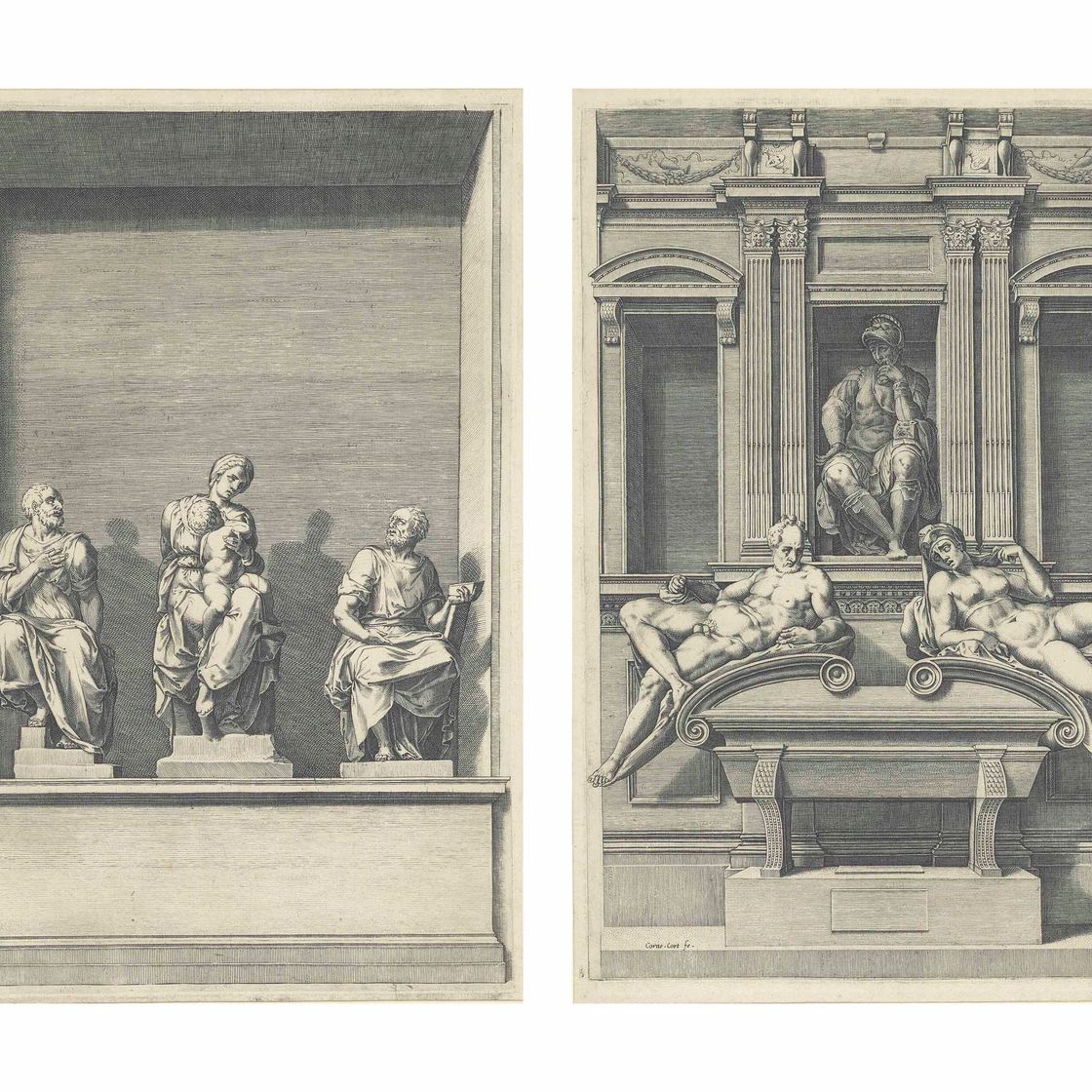 Michelangelo — Две таблички из гробниц Медичи