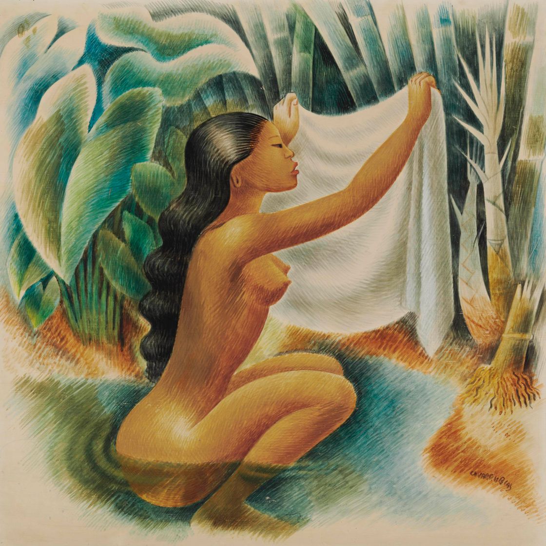 Miguel Covarrubias — Купальщица Поднимает Свой Кембан