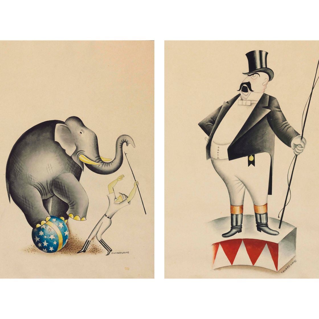 Miguel Covarrubias — Слон и инспектор манежа