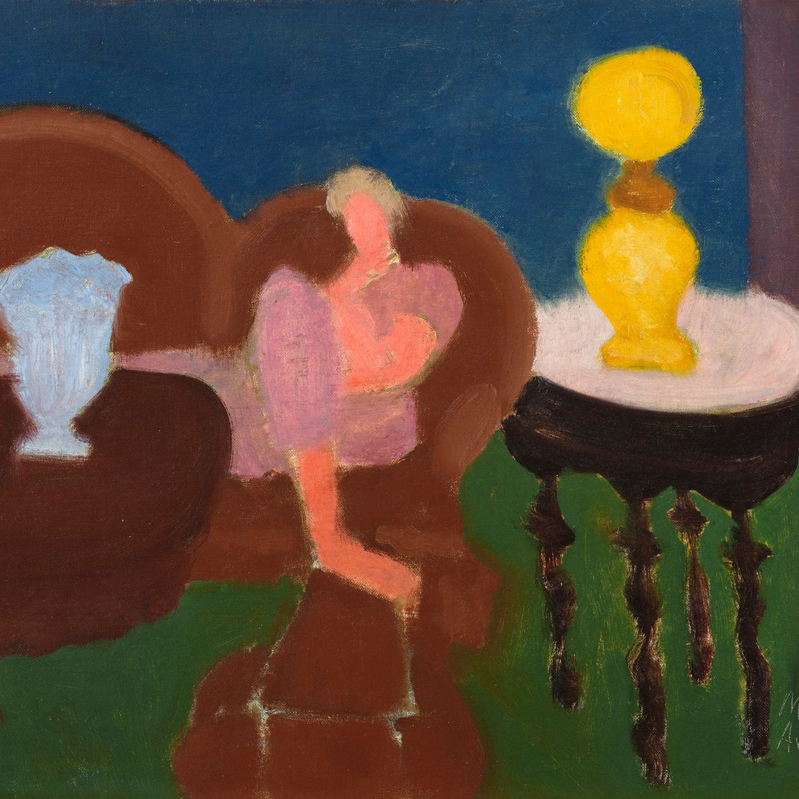 Milton Avery — Интерьер с желтой лампой, изображение 1