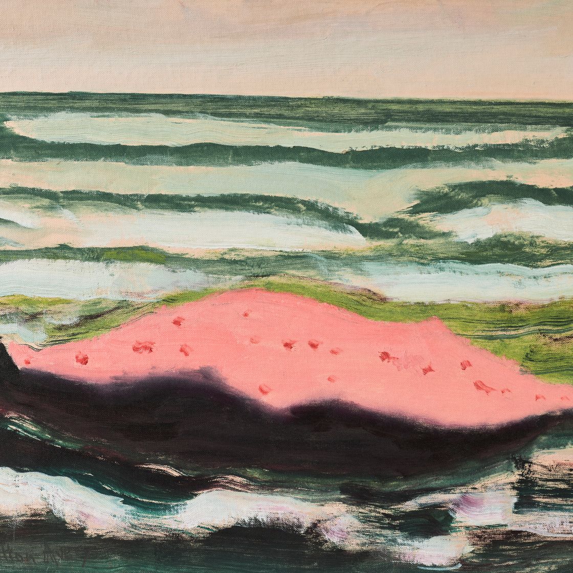 Milton Avery — Розовый остров, Белые волны, изображение 1