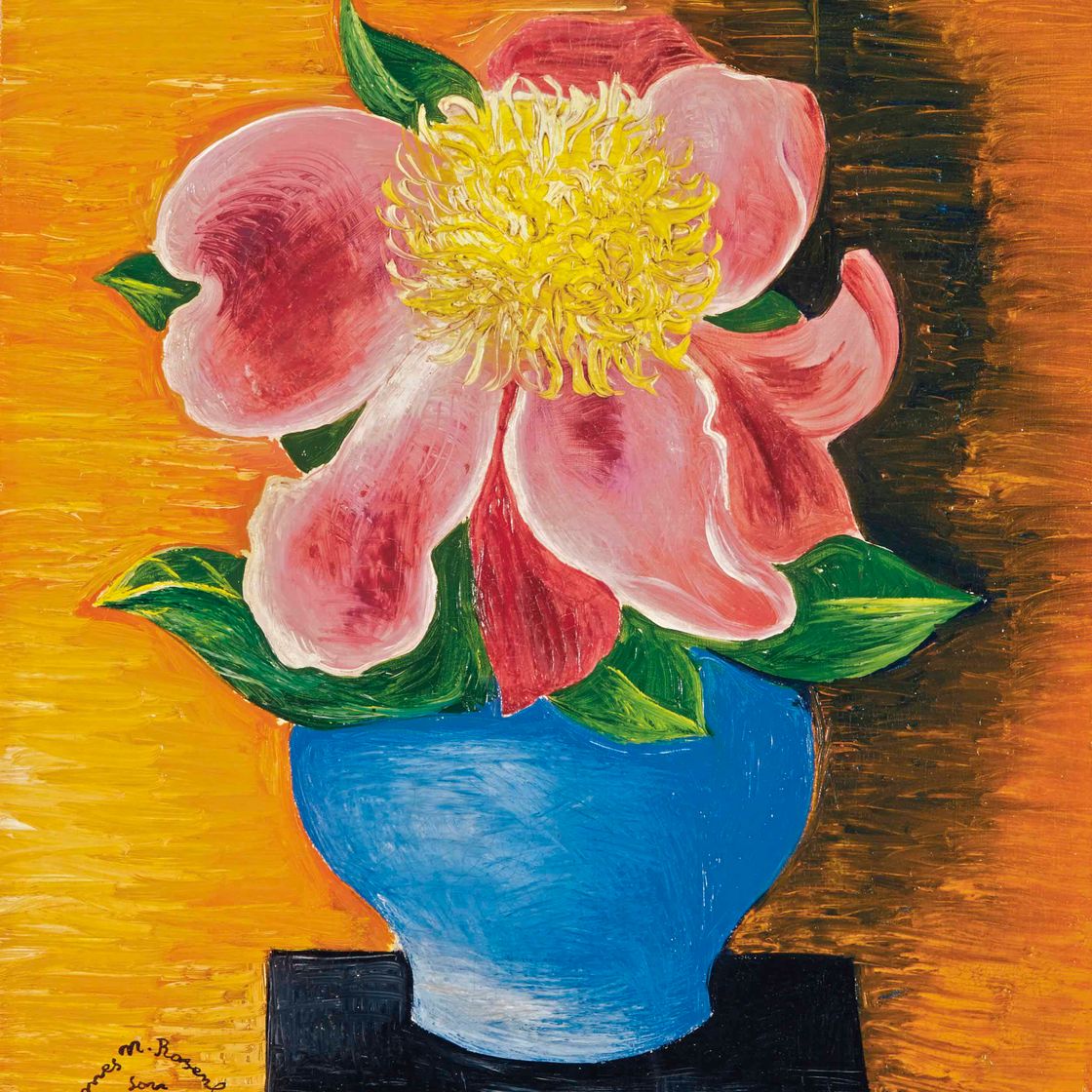 Moise Kisling — Цветы, танцующие в голубой вазе