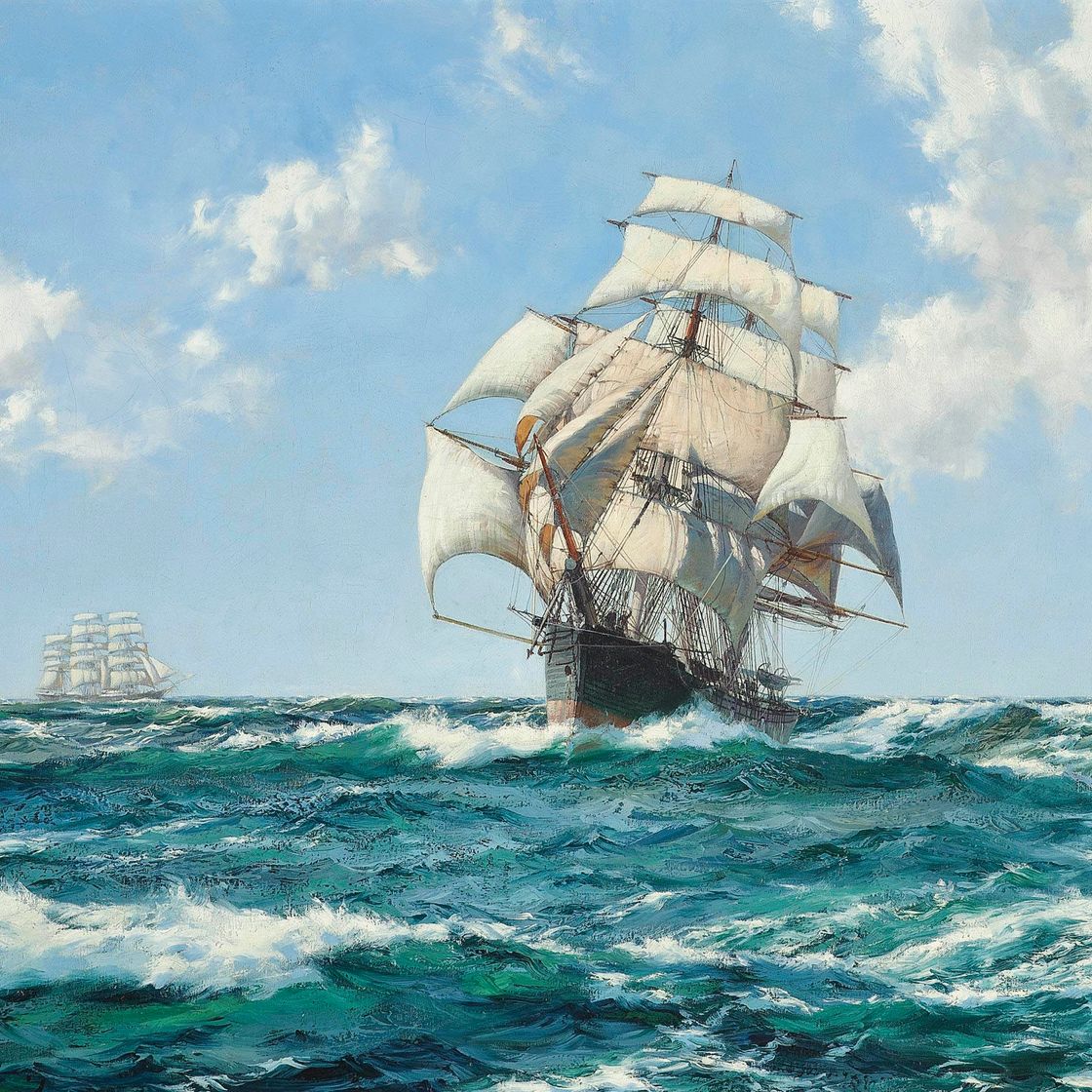 Montague Dawson — Аргонавт, развевающийся на океанском ветру