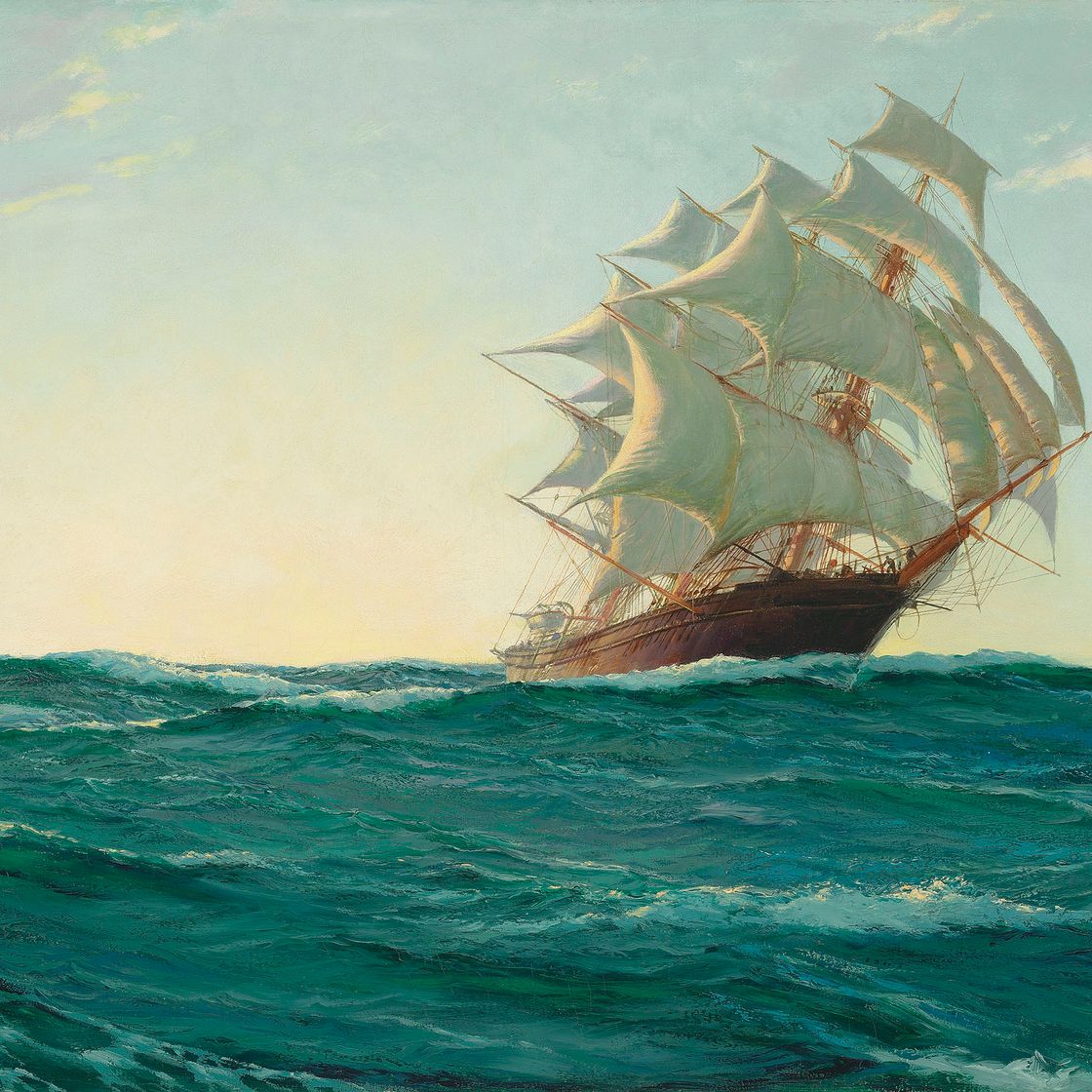 Montague Dawson — Все паруса на закате