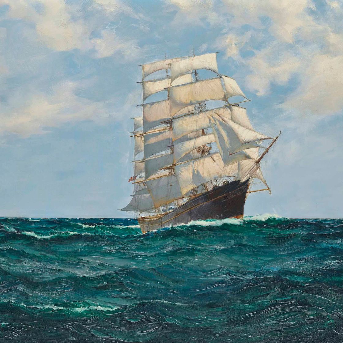 Montague Dawson — Знаменитый клипер "Катти Сарк" мчится домой