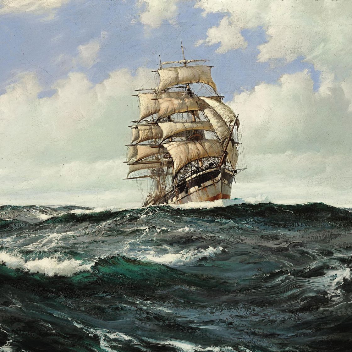 Montague Dawson — Прогулка в боулинге: Озеро Веначар