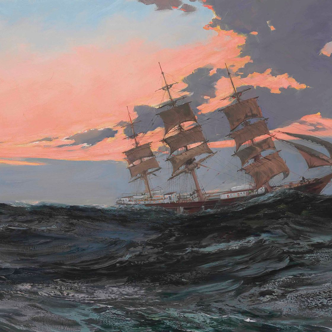 Montague Dawson — Вечерний свет: "Братья Браун из Бостона", 1876