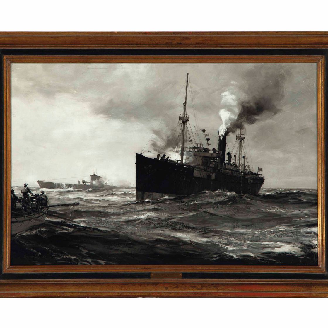 Montague Dawson — Корабль "Виктори" атакован немецкой подводной лодкой