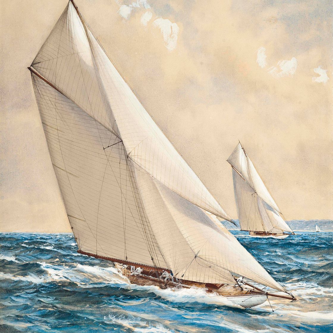 Montague Dawson — Вслед за лидером: гонки на больших катерах в Соленте