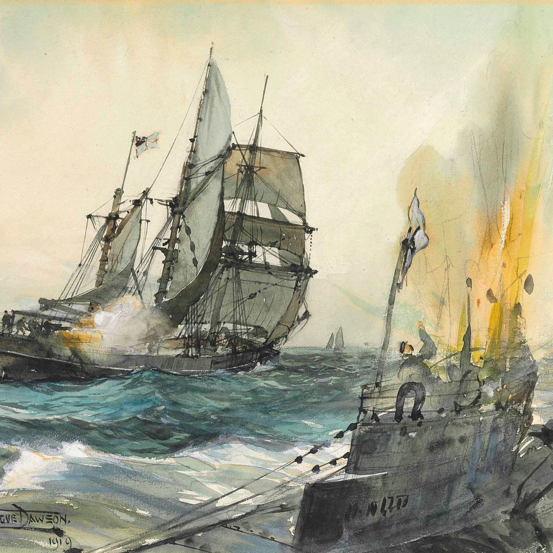 Montague Dawson — Ее высочество Мэри Б. Митчелл потопила немецкую подводную лодку