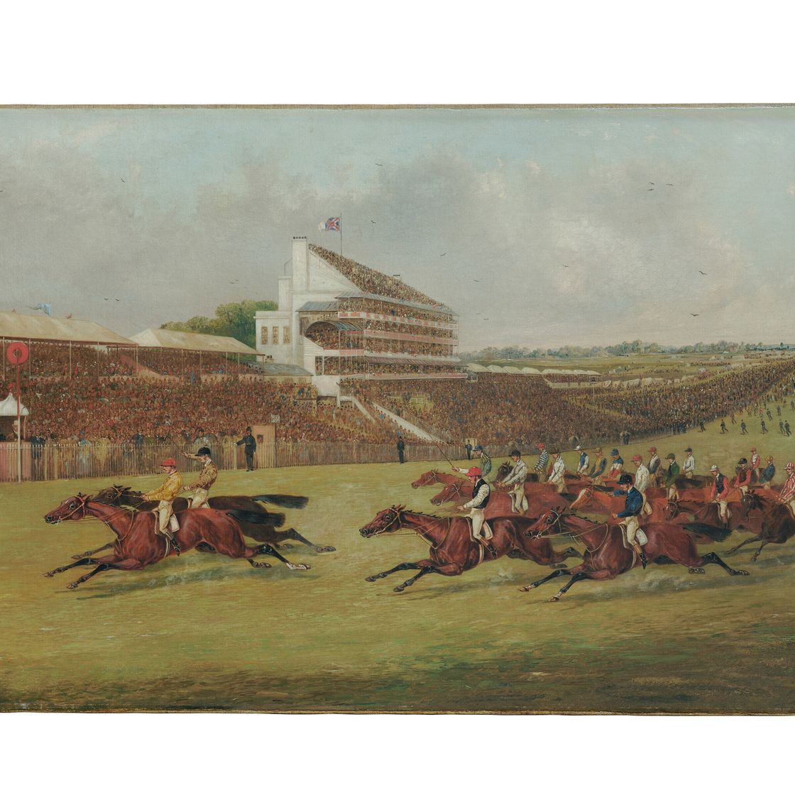Mr. — Гонка на дерби, 1872 год: поле, огибающее угол Таттенхэма, панорамный вид на толпу на Эпсом-Даунс за ним; и финиш Дерби, 1872 год: "Креморн" мистера Х. Сэвилла первым, "Пел-Мел" мистера Дж. Н. Эстли вторым и "Куинс" лорда Фалмута вторым. Третий посланник, изображение 2