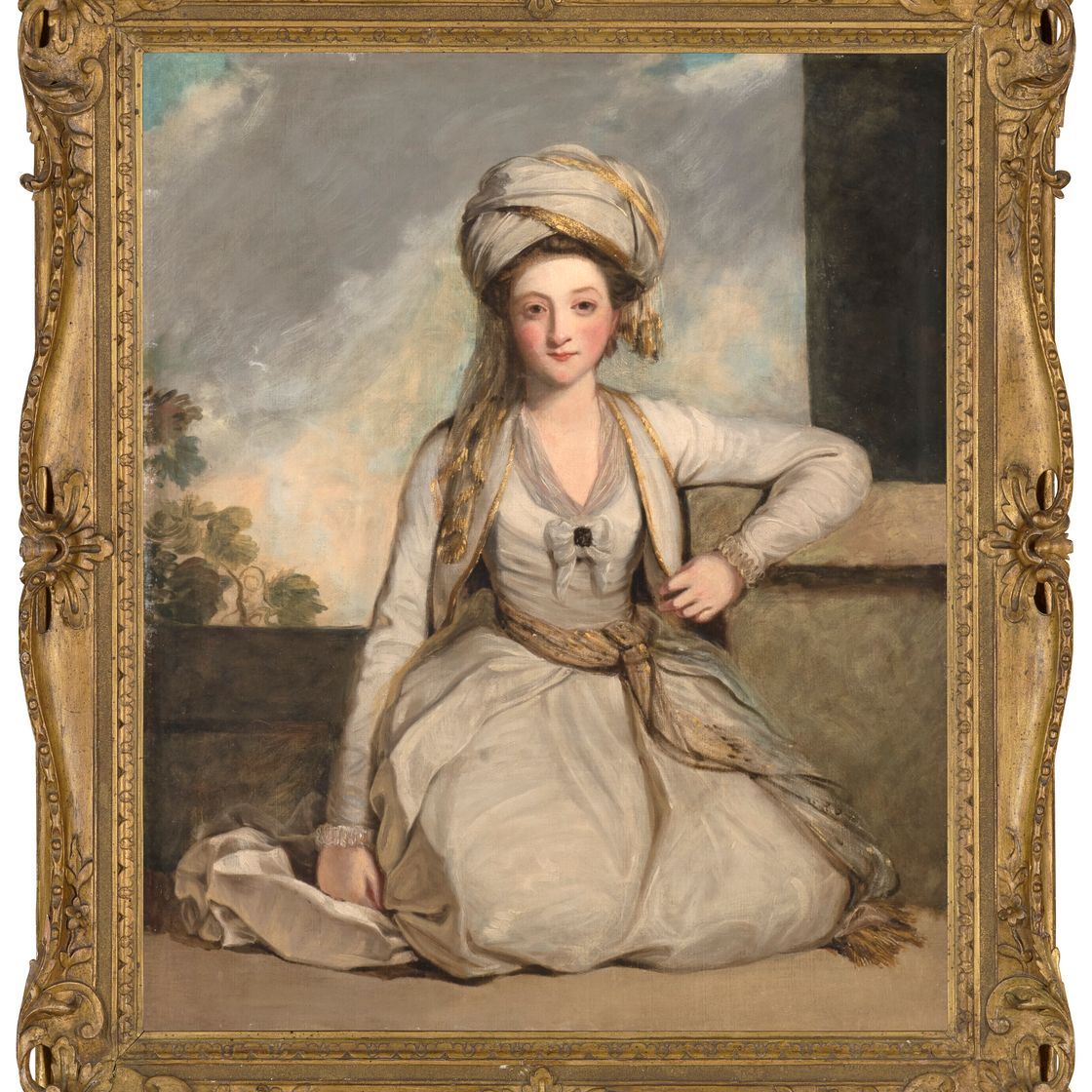Mr. — Портрет Мэри Хорнек (1754-1840), позже миссис Фрэнсис Эдвард Гвин, в полный рост, стоящей на коленях в белом шелковом платье с тюрбаном в тон и газовым поясом., изображение 2