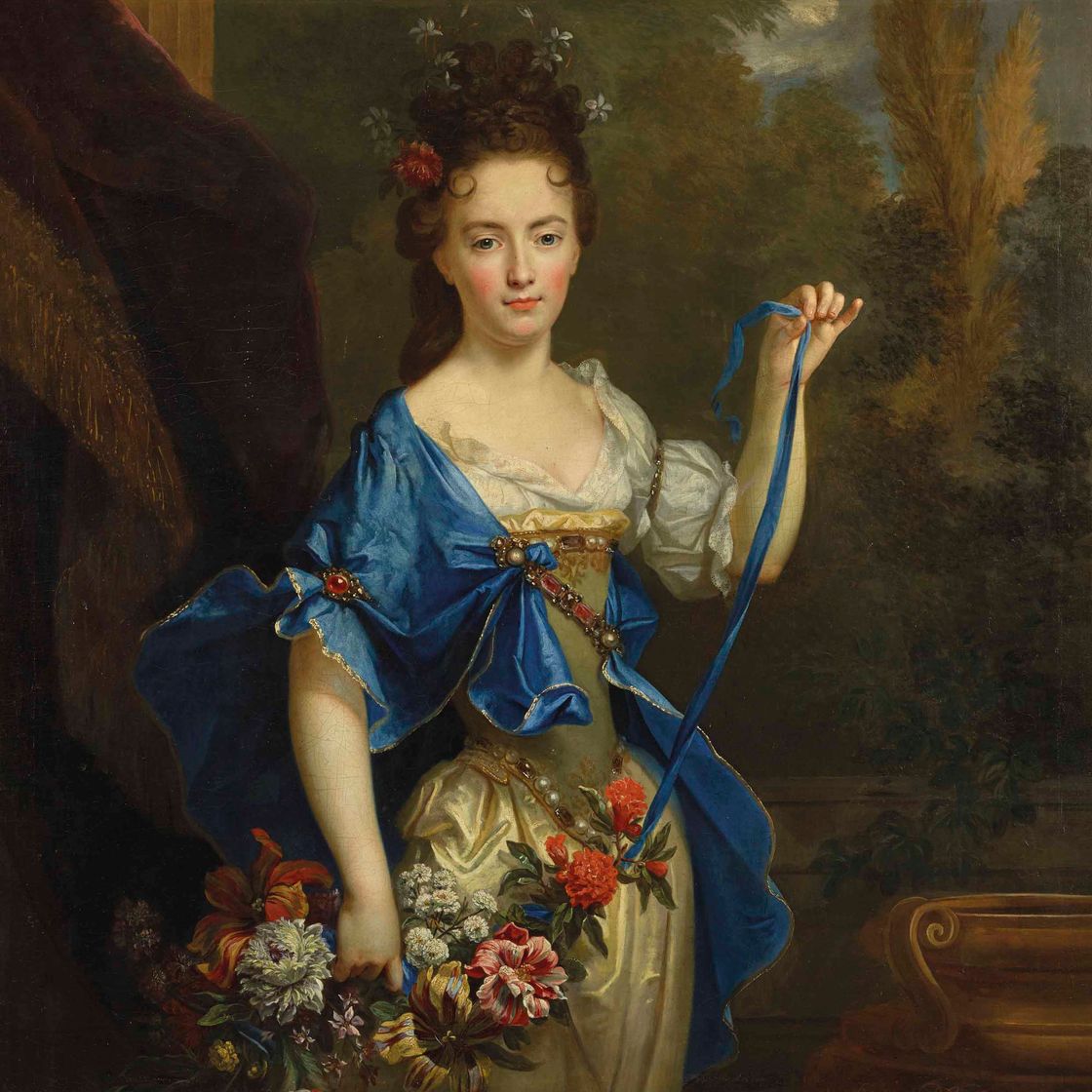 Nicolas de Largillierre — Предварительный портрет мадам де Харлей, арендаторницы цветочной усадьбы