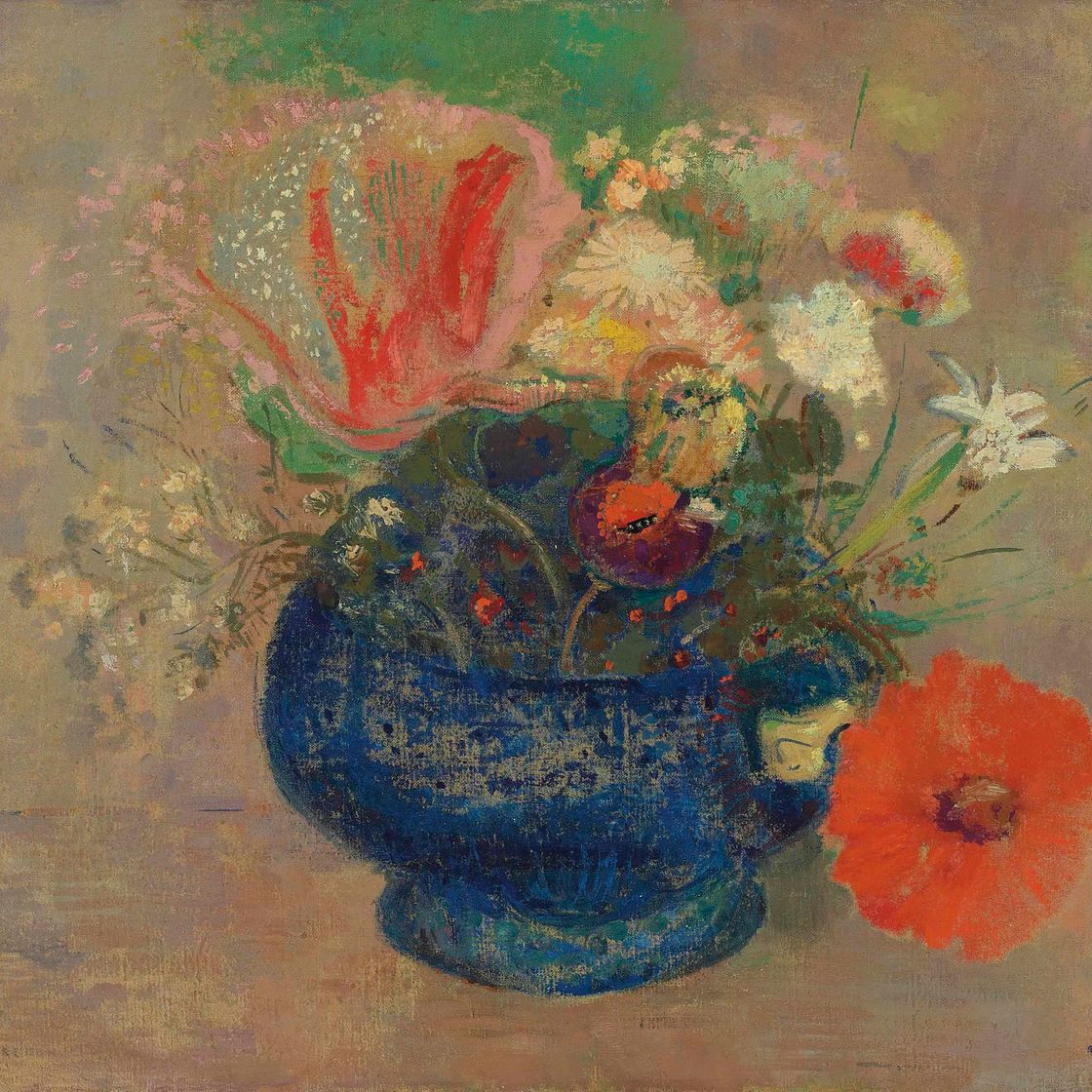 Odilon Redon — Цветы в голубом купе